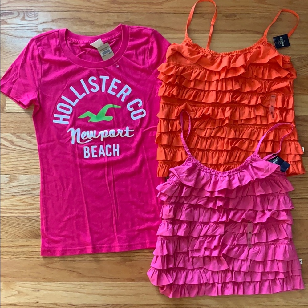 Hollister tops, 3, NWT, pink & orange, size medium
